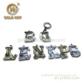 Capital tag 3D feature commemorate keychain custom plated color ABC tag supplier in China